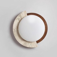 Plafonnier LED minimaliste moderne en bois de travertin, rond, encastré, pour chambre à coucher, salon