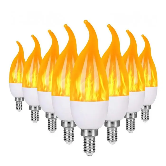 3W E12 Flicker Flame Candle Led Grow Light Led Candelabra Light Bulb , 12V 5W Led Fire Bulb E12
