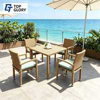 Ensemble de meubles de salle à manger d'extérieur en rotin moderne de luxe TG pour hôtel, jardin, villa, cour, parc, terrasse, table et chaises