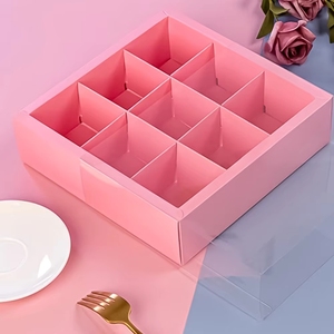Boîte à biscuits en papier kraft, boîte à cupcakes carrée, emballage pour 9 mini gâteaux sucrés, bonbons, mariage, avec fenêtre - Product Image 5