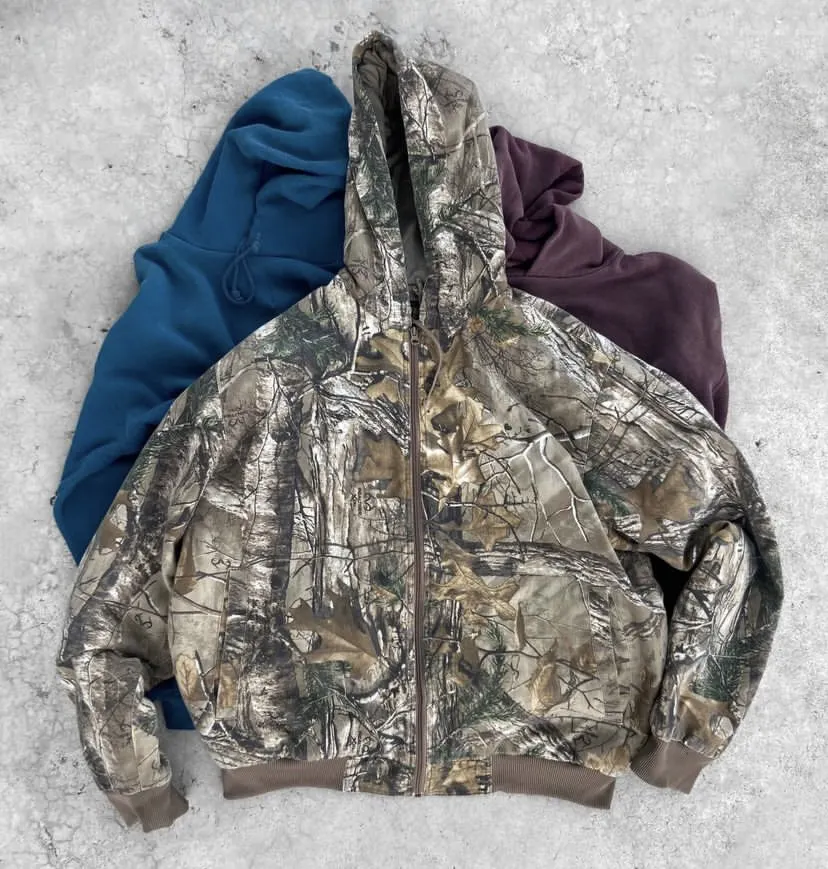 Benutzer definierte Vintage Reals Baum druck Camouflage Zip Up Jacke Camo Hunting Hoodie für Männer