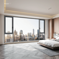 Ventanas Personalizadas para Dormitorio de Casa con Marco de Aleación de Aluminio con Acabado Impermeable, Vidrio Doble y Apertura Exterior