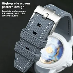 Bracelet en silicone de luxe respirant à extrémité incurvée de 22mm pour X pour cinquante brasses <span class=keywords><strong>cinq</strong></span> océans outil de bracelet de montre étanche - Product Image 4