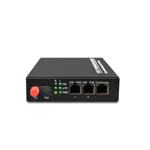 2 Port Fast Ethernet Industrial Grade POE Fiber Optical Media Converter For CCTV