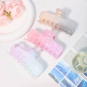 Pince à cheveux é<span class=keywords><strong>l</strong></span>égante en plastique, 9,5 cm, rectangulaire, translucide, motif marbré dégradé, spirale ombrée pastel, minimaliste, <span class=keywords><strong>l</strong></span>égère, pour usage quotidien - Product Image 3