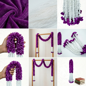 Artificial Purple and <b>White</b> Flower Garland Decorative <b>Hanging</b> Floral Mala for Wedding Festival Temple Event Decoration - Product Image 6