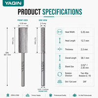 Yaqin manucure salon de manucure approvisionnement rotation bidirectionnelle sécurité professionnelle 3/32 ''carbure Nature tampon à ongles foret à ongles
