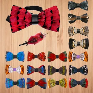 Set di <span class=keywords><strong>Papillon</strong></span> in Piume Fatti a Mano per <span class=keywords><strong>Uomo</strong></span> in Confezione Regalo - Product Image 1