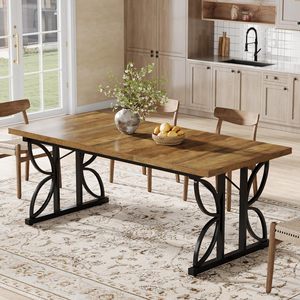 Mesa de Comedor SENYU de 71 Pulgadas para 6 Personas, Mesa de Cocina Estilo Rústico con Estructura Metálica, Mesa Rectangular para Comer, Muebles de Comedor - Product Image 4