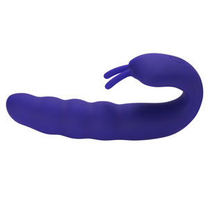 Kadın nervürlü çift stimülatör yapay penis vibratör 10-Function g-spot ve klitoral silikon su geçirmez USB şarj edilebilir seks oyuncak - Product Image 2