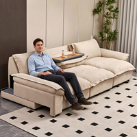 Canapé-lit 3 places modulaire rétractable en tissu confortable, design moderne multifonctionnel avec rangement en mousse pour salon intérieur