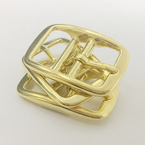 Boucles en laiton massif avec logo personnalisé Carosung Boucle de barre de talon avec étiquette privée Boucles à ardillon en laiton à <span class=keywords><strong>double</strong></span> barre centrale 1 "pour ceinture - Product Image 5