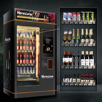 Máquina Expendedora de Alcohol, Vino, Cerveza y Champán en Botella de Cristal con Elevador y Sistema de Pago sin Efectivo, con Monedas y Billetes