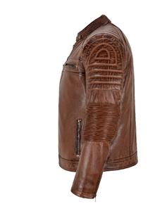 Chaqueta de Hombre Personalizada 100% Cuero Nappa Marrón Castaño Genuino, Acabado con Cera Bronceada, Herrajes Premium, Cremallera YKK, Marca Privada OEM - Product Image 3