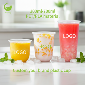 Gobelets jetables en <span class=keywords><strong>PET</strong></span> PLA de haute qualité, écologiques, personnalisables avec logo, 16 oz, pour boissons glacées, forme en U, vente en gros - Product Image 1