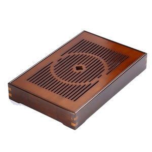 Bandeja de té de bambú, mesa para preparación de té en seco, escurridor de tazas, bandeja de almacenamiento de agua, accesorios para la ceremonia del té, juego de té de bambú, fábrica - Product Image 2