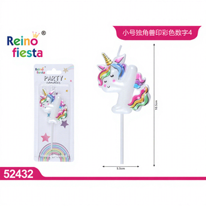 Vela de Cumpleaños Pequeña de 6 cm con Diseño de Unicornio, Decorativa, Cónica, Colorida, Número 4, para Fiestas, Pascua, Año Nuevo y Otras Ocasiones, Peiyong - Product Image 1