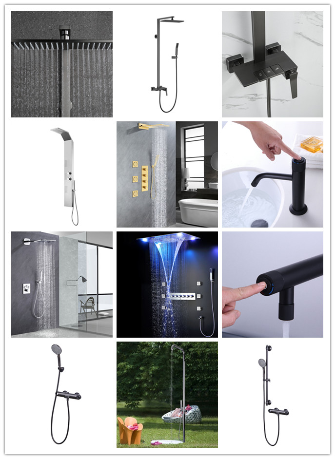 2022 Italy Design Luxury Bathroom Furniture Thermostatic Style Polish Mirror Finish Stainless Steel Shower Panel Set