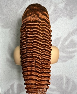 Parrucche Frontali in Pizzo Arancione Zenzero con Capelli Umani, Onda Profonda, 13x4 HD Trasparente, Ricci, Densità 250%, Colore Rame - Product Image 1