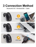 Escáner de Código de Barras 2D Inalámbrico USB de Alta Velocidad, 250 Escaneos/Segundo, Compatible con Códigos QR, Memoria de Alta Capacidad para Inventario Minorista