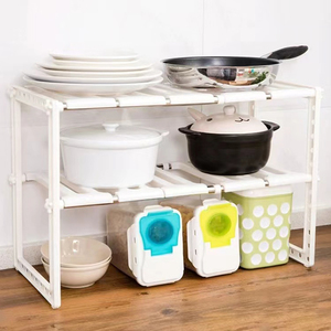 Étagère <span class=keywords><strong>sous</strong></span> l'<span class=keywords><strong>évier</strong></span> en acier inoxydable, étagère de cuisine, support de bol, armoire de rangement, compartiment rétractable, couche réglable - Product Image 4