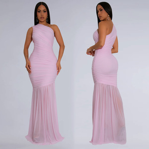 Disponibile CX7370 <span class=keywords><strong>Abito</strong></span> Monospalla Senza Maniche in Rete, Vestito <span class=keywords><strong>Lungo</strong></span> Aderente Elasticizzato Tinta Unita Trasparente per Club, Feste e Compleanni - Product Image 4