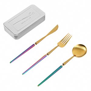 Detachable Spoon and Fork Travel Camping Portable Reusable Cutlery Set Eco-Friendly Foldable Flatware With Case - Product Image 1