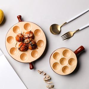 Nouvelles idées de produits 2026 : Assiettes à escargots en céramique pour la cuisine française, plats d'apéritif, plats à escargots à cuire au four avec poignée et pieds - Product Image 5