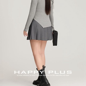 กระโปรงทรงเอเอวสูงจีบพลีท รุ่น Runqi ไซส์พลัส สีดำล้วน ผ้าโพลีเอสเตอร์ สำหรับผู้หญิง - Product Image 4