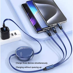 Выдвижной Usb-кабель с индивидуальным логотипом 3 в 1 100 Вт для быстрой зарядки для <span class=keywords><strong>iphone</strong></span> - Product Image 4