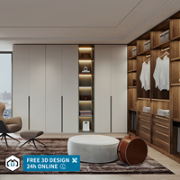 Armoire de chambre moderne extensible en bois de chêne massif sur mesure avec rangement fonctionnel en MDF suspendu
