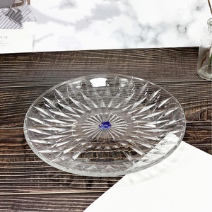 Luxury Round Clear Glass Plant Pattern Stocked Footed Charger Plates <b>Set</b> 6-10 Inch Cake Stand Dishwasher & <b>Microwave</b> Safe - Product Image 4