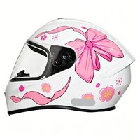 Nouveau casque de moto intégral rose avec motif nœud fleur de cerisier, coque ABS, visière transparente, certifié DOT CCC, maille respirante