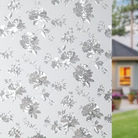 Film de fenêtre décoratif auto-adhésif amovible ORON 3D motif floral teinté, design arc-en-ciel en PVC pour la maison et les meubles