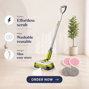 Set <span class=keywords><strong>Secchio</strong></span> e Mop Elettrico Senza Fili con Testa Rotante, Sistema Autopulente, Serbatoio Acqua da 300ml, per Pulizia a Umido/Asciutto/Con Cera, per Uso Domestico - Product Image 1