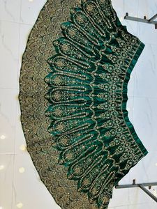 Luxury Zarna 16 Kali Net Lehenga Full Jarkan Stone Mirror Shisha Glitter Embroidered Semi-Stitched <b>Flare</b> Indian Pakistani Bridal - Product Image 2