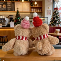 Adorable ours en peluche de Noël super doux avec design de tasse de café à câliner, bonnet et écharpe tricotés, cadeau de fêtes