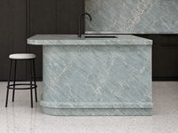 SH STONE Comptoirs de cuisine, plans de travail, îlots de cuisine, tables de travail et dessus de vanité en quartzite vert émeraude botanique sur mesure pour projets de villas