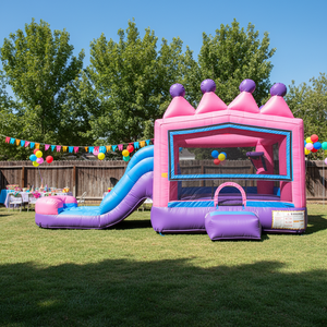 Château gonflable sur le thème <span class=keywords><strong>de</strong></span> la princesse avec toboggan intégré et trampoline, filet <span class=keywords><strong>de</strong></span> sécurité plus haut pour la prévention des chutes - Product Image 2
