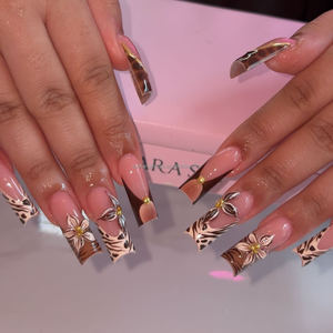 <span class=keywords><strong>Uñas</strong></span> Postizas 3D Hechas a Mano con Forma Cuadrada, Diseño Daisy Meadow, Acrílicas Reutilizables - Product Image 6