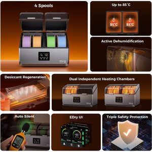 Secador de Filamento Creality SpacePi X4, 4 Bobinas, Cámaras de Calentamiento Dobles, Motor de Calentamiento Rápido PTC de 200W, Máquina de Secado de Filamento - Product Image 2