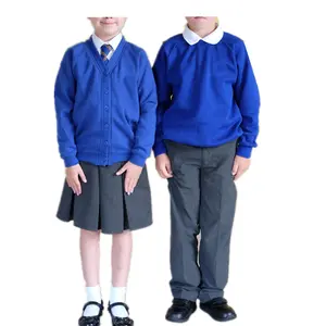 Uniforme Escolar de diseño personalizado, conjunto de camisetas y jerseys, uniforme escolar europeo, azul