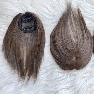 Emeda invisible 5.5*6.5cm small size #4 dark brown injection silk topper human hair 6" human hair