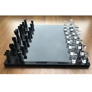 Luxury Handmade Compact Chess Set Fathers Day Gift Lucite Chess Board Game for Collectors Travel Chess Game