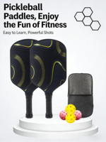 Ensemble de raquettes de pickleball en fibre de carbone T700, surface sablée, kit complet pour sports d'intérieur et d'extérieur, ruban doré