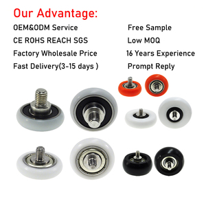 16mm Đường kính POM Bolt ròng rọc M6 ren BSR68516-8C1L8M6 bên ngoài chủ đề liên kết Nylon bánh xe 16x8xm6 Cửa Ngăn kéo con lăn nhựa - Product Image 2