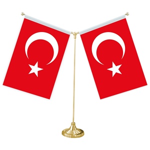 Turkey National <strong>Flag</strong> 14x21cm Double-sided Table <strong>Flag</strong> Red Background <strong>Crescent</strong> Star Printing Home Tabletop Cultural Decoration - Product Image 1