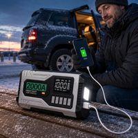 Démarreur de batterie 2-en-1 avec pompe à air 2000A, charge USB, lumière d'urgence LED, affichage numérique, booster de batterie 12V 8000mAh, gonflage des pneus