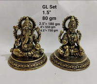 Ensemble de sculptures Lakshmi Ganesh en laiton moulé finition antique, élégant, traditionnel, religieux, décoratif, Murti, artisanat métallique pour la maison