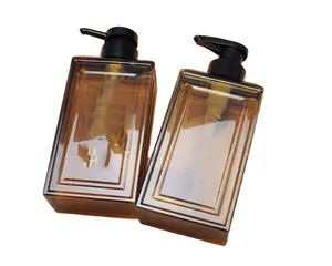 Flaconi cosmetici ambra Vintage serigrafia PET pompa spruzzatore Binqi fornitore di fabbrica 2023 Shampoo in plastica vuoto 350ml